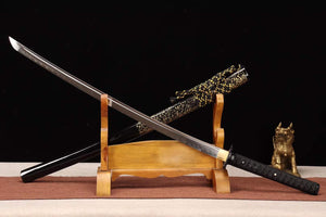 Samurai sword,T10 Steel Clay Burning Blade Katana Sword,Full Tang Japanese Sword Katana loveyitadj