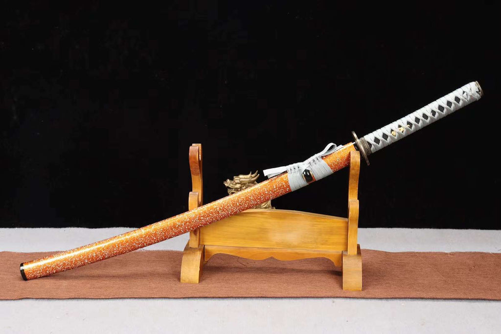 T10 steel handmade Japanese samurai sword, clay burning blade sword,Full Tang Japanese samurai sword loveyitadj