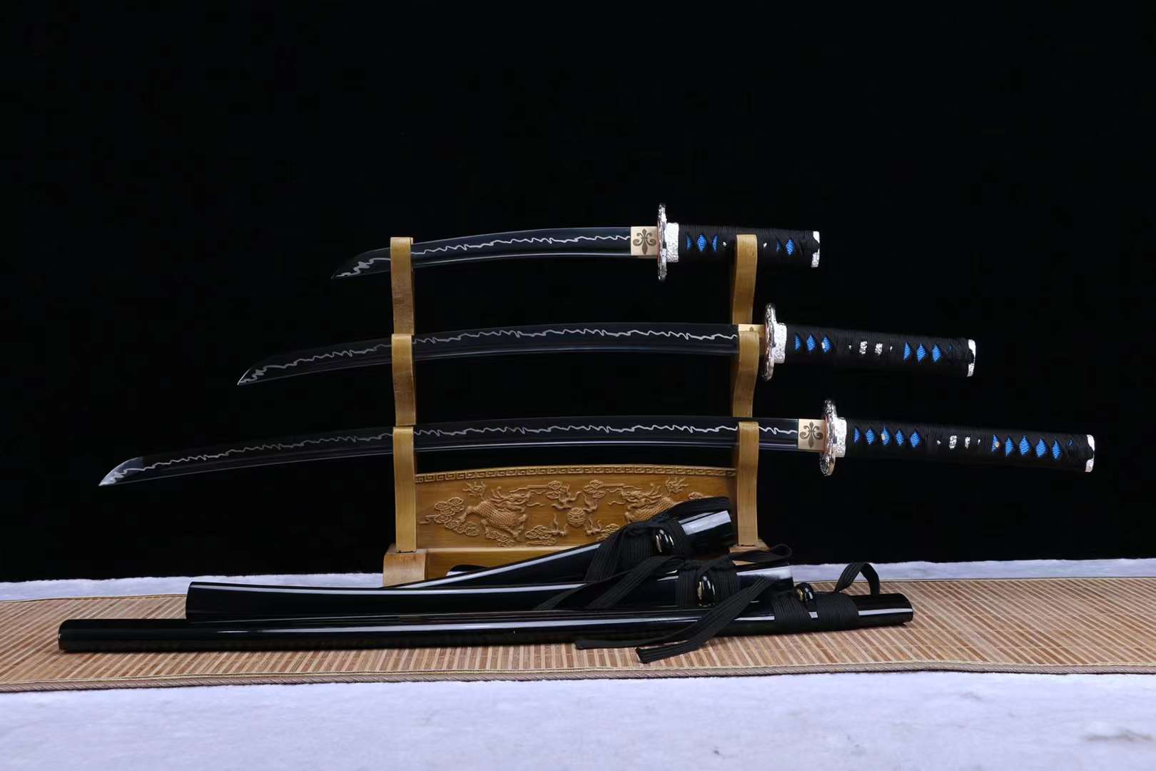 handmade 1095 steel sword set,japanese samurai sword set,full tang sword katana set loveyitadj