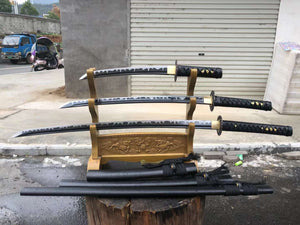 Sword Set,Handmade Japanese Samurai sword,1060 Steel Katana Set,Black Sword Set loveyitadj