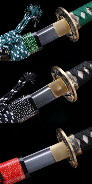 handmade samurai sword set,japanese katana,damascus folding steel sword set,full tang sword set loveyitadj