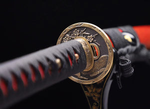 Damascus steel T10 steel clay burnt blade samurai sword/real samurai sword handmade katana hansi sword